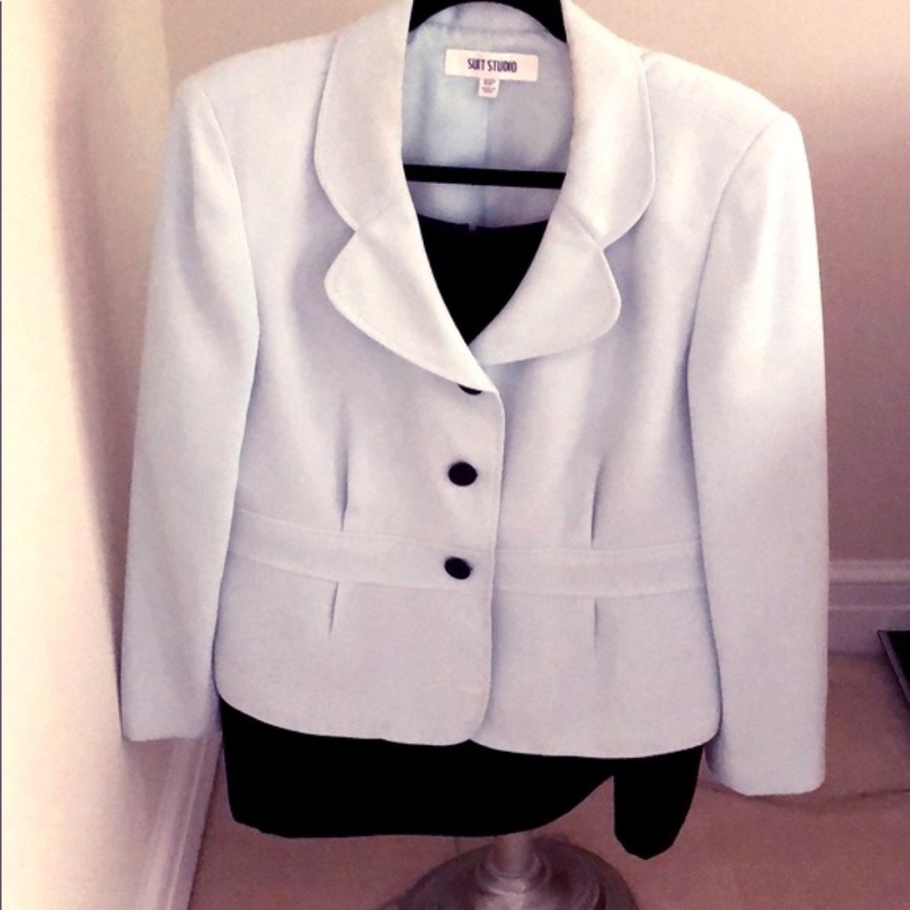 Suit Studio Skirt suit- Powder Blue/Black.